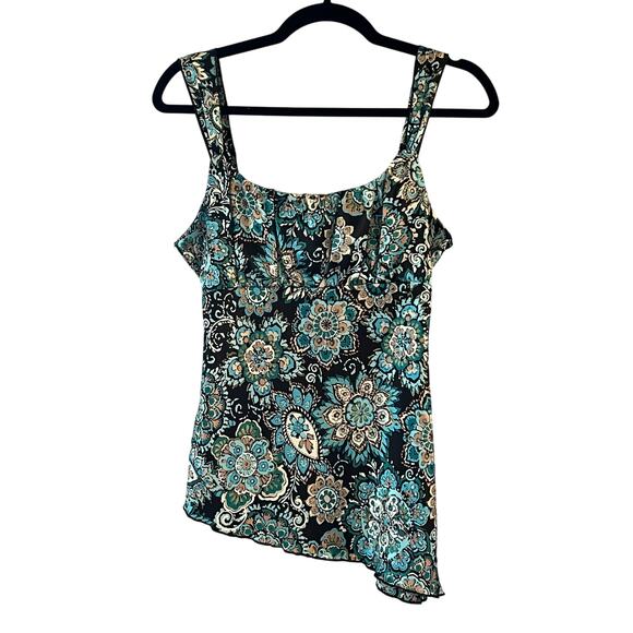 Y2K Self Esteem Floral Silky Satin Tank Top Small Festival Coquette Babydoll - Picture 1 of 5